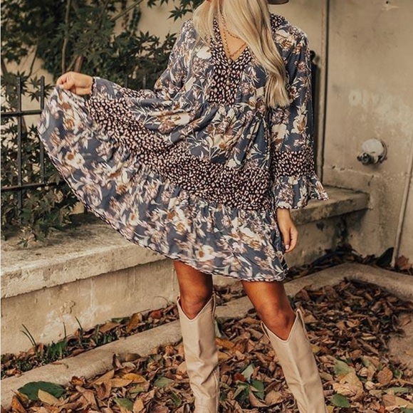 Fall Delight Floral Babydoll Dress - Picture 1 of 2